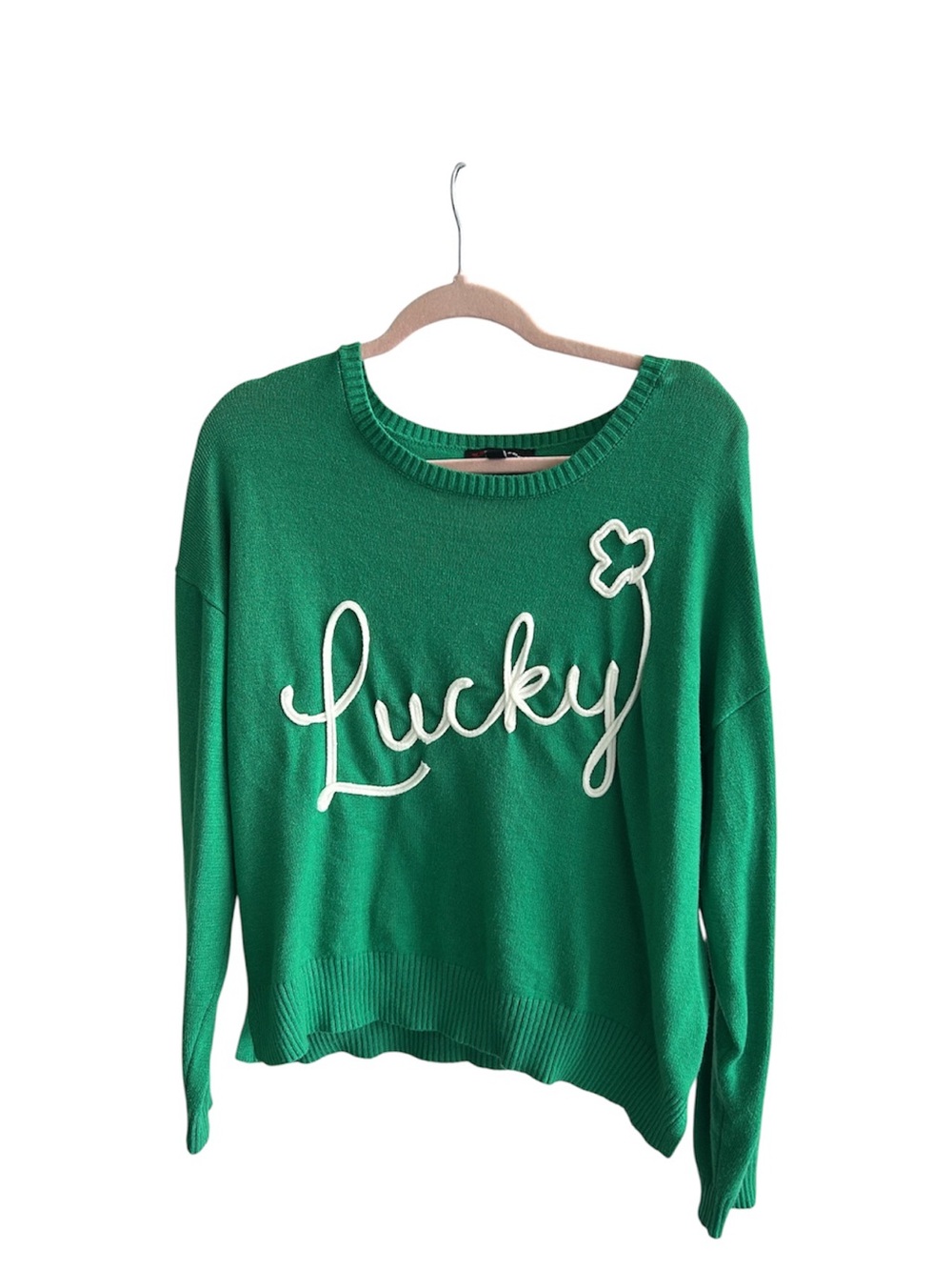 32 Degrees Green "Lucky" Crewneck Sweater